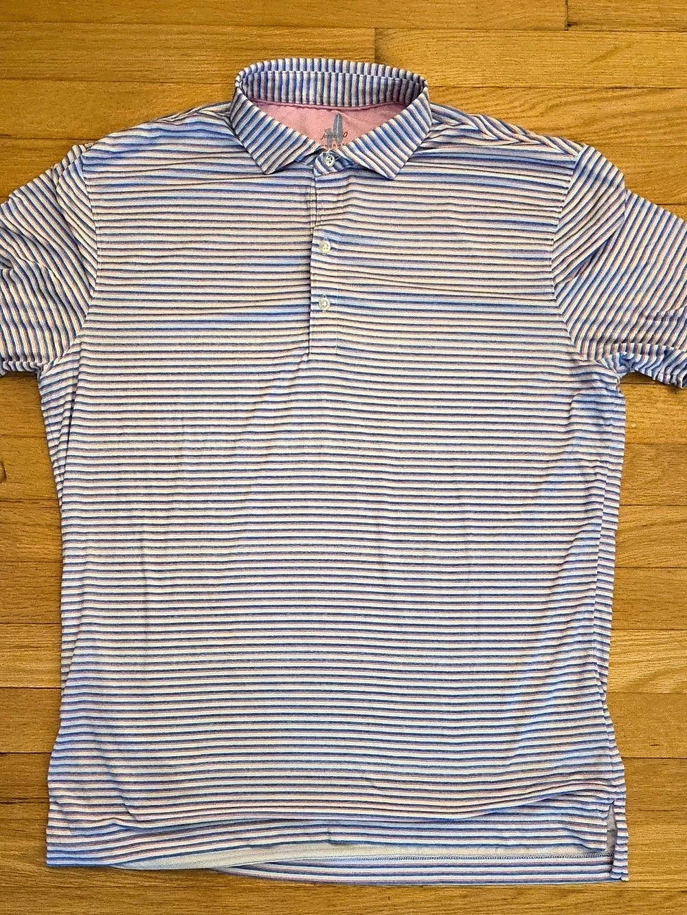 johnnie-O Men's Featherweight Performance Striped Golf Polo Shirt Medium M Pink